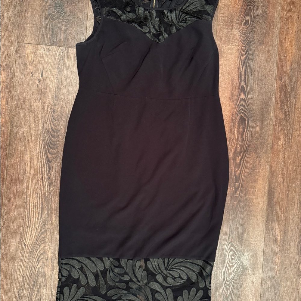 Christian Siriano Black Lace Midi Dress